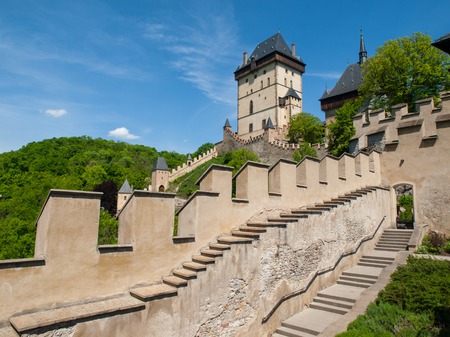 Great Tower of Kalstejn Royal Castle, gothic castle in Central Bohemia, Czech Republicのeditorial素材