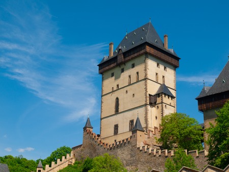 Great Tower of Kalstejn Royal Castle, gothic castle in Central Bohemia, Czech Republicのeditorial素材