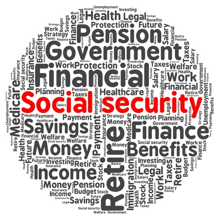 Social security word cloud in a shape of circleのイラスト素材