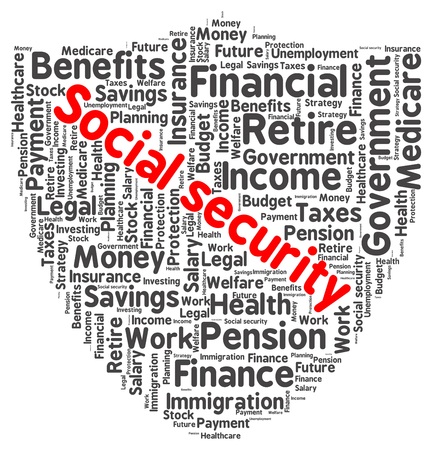 Social security word cloud in a shape of shieldのイラスト素材