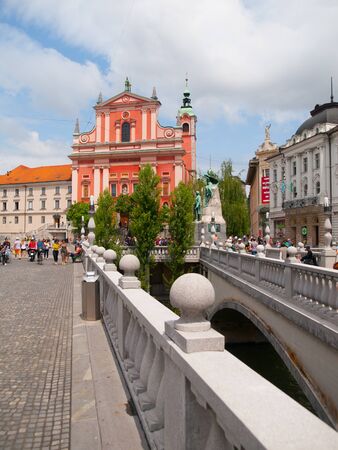 Franciscan Church of the Annunciation in Ljubljana, Sloveniaの写真素材