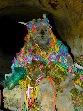 Figure of El Tio - the lord of underworld in silver mines of Cerro Rico in Potosi, Boliviaの写真素材