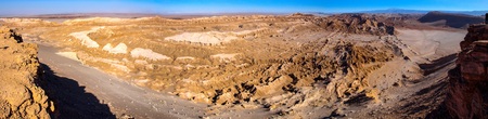 Panorama view of rocky landscape of Death Valley, San Pedro de Atacama, Chileの写真素材