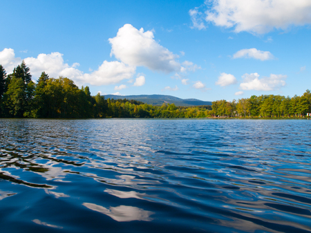 Babylon Pond and Cerchov Mountain in Bohemian Forest, Czech Republicの写真素材