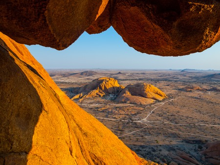 Massive granite rock formations, Spitzkoppe area, Namibiaの写真素材