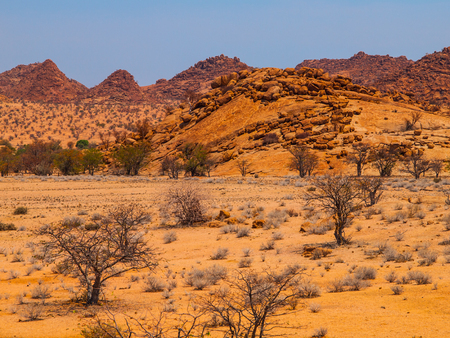 Massive granite rock formations, Spitzkoppe area, Namibiaの写真素材