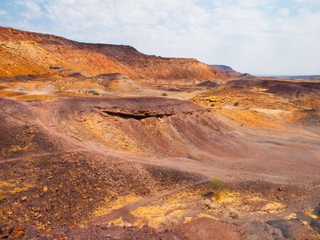 Landscape around Burnt Mountain near Twyfelfontein in Damaraland, Namibiaの写真素材