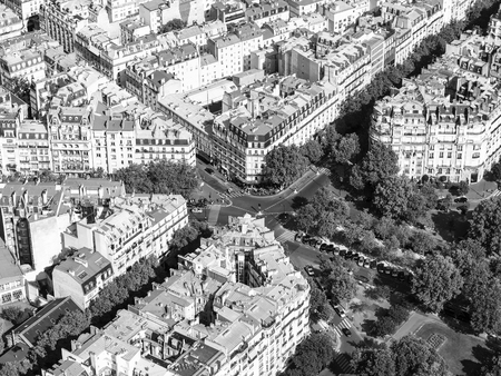 Aerial view of Paris streets from the Eiffel tower, Franceの写真素材