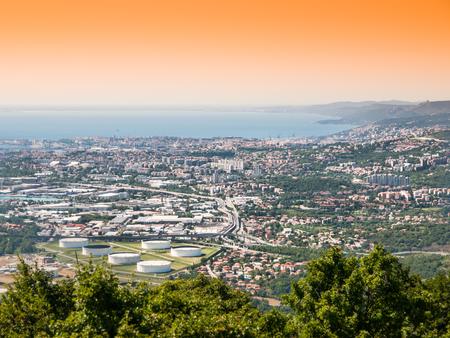 Summer evening in the Bay of Trieste, Italyの写真素材