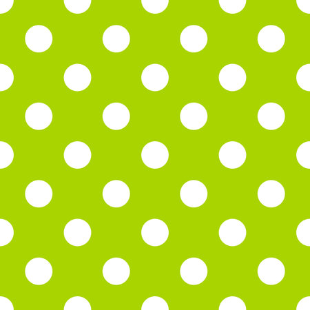 Seamless polka dot pattern. White dots on green background. illustration.のイラスト素材