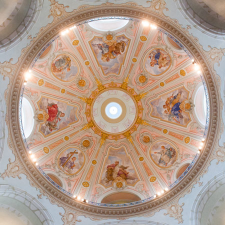 DRESDEN, GERMANY - CIRCA MARCH 2013: beautiful ceiling of the Frauenkirche Cathedral circa in March...