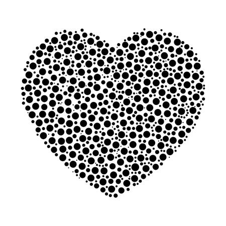 Heart mosaic of black dots.のイラスト素材