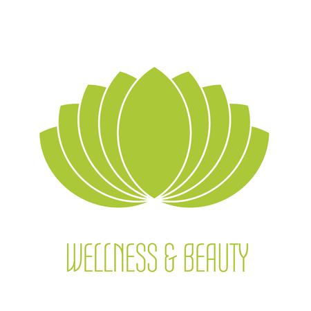 Green lotus icon - wellness beauty and spa theme. Simple flat green illustration on white background.のイラスト素材