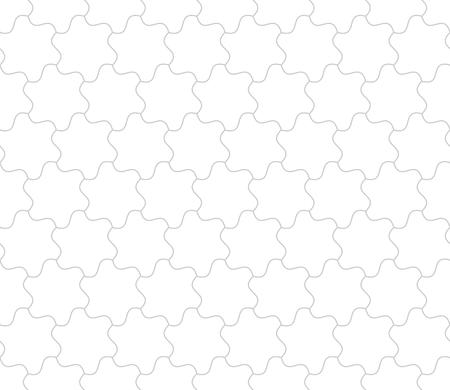 Seamless background of curved hexagons. Looks like puzzle od stars. Simple abstract pattern background in white with thin grey outline.のイラスト素材