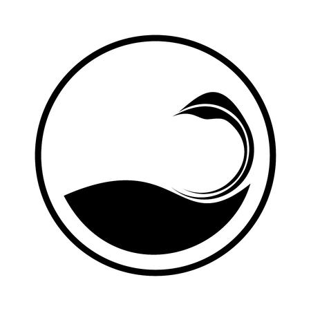 Swan in the circle. Simple design. Spa wellness and beauty theme in black isolated on white background.のイラスト素材