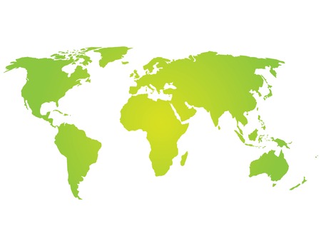 Map of World. Green silhouette illustration with gradient on white background.のイラスト素材