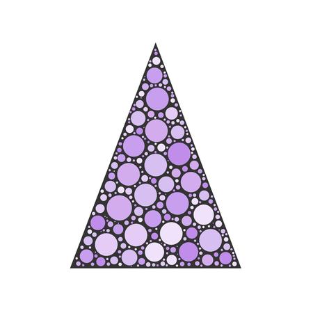 Simple abstract chrismas tree of violet dots, or circles, in a grey triangle shape.のイラスト素材