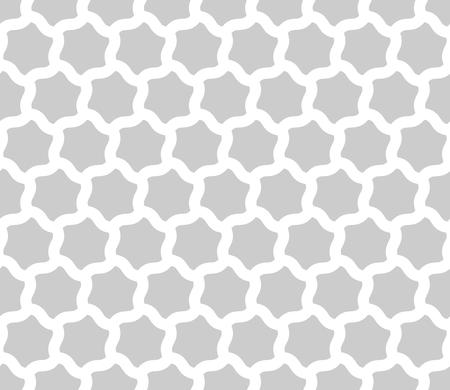 Seamless background of curved hexagons. Looks like puzzle od stars. Simple abstract pattern vector background in grey with thick white outline.のイラスト素材