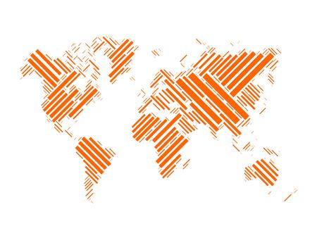Vector map of world mosaic of orange blocks on white background.のイラスト素材