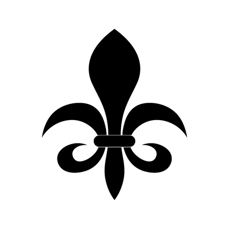 The fleur-de-lis or flower-de-luce sign of lily used as decorative design or symbol in heraldry. Simple elegant flat vector black illustration on white background.のイラスト素材