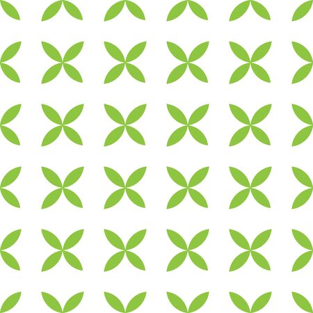 Seamless pattern background of green leafs arranged by four. Natural abstract theme. Simple flat geometric and abstract vector illustration.のイラスト素材