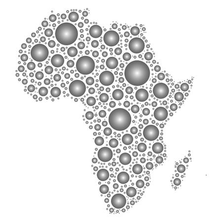 Silhouette of Africa continent. Mosaic of grey rounded rain drops on white background. Vector map illustration.のイラスト素材