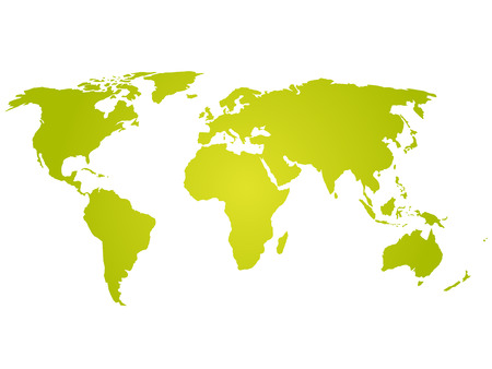 Map of World. Green silhouette vector illustration with gradient on white background. Simple flat vector illustration.のイラスト素材