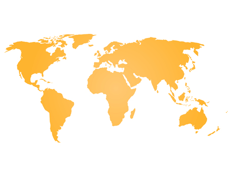 Simple flat Map of World. Orange silhouette vector illustration with gradient on white background.のイラスト素材