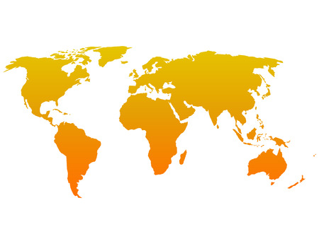 Simple flat Map of World. Orange silhouette vector illustration with gradient on white background.のイラスト素材