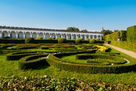 Ornamental bushes in French garden on sunny summer day, Kromeriz Flower Garden, Czech Republic, Europe. UNESCO World Heritage Siteの写真素材