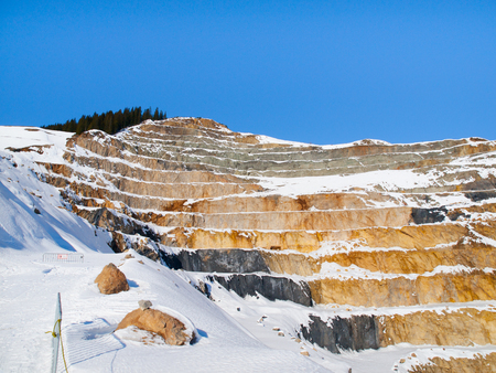 Old mountain stone quarry in Tirol Alps near Fieberbrunn, Austria, Europe.の写真素材