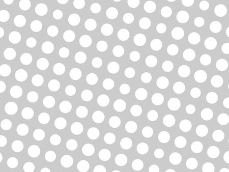 Abstract geometric pattern of white circle dots in various sizes on grey background. Modern stylish vector design element.のイラスト素材