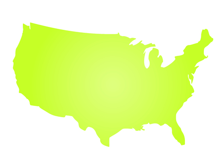 Green radial gradient silhouette map of United States of America, aka USA. Vector illustration.のイラスト素材