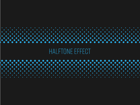 Halftone effect title strip with blue text on dark grey background. Vector illustration.のイラスト素材
