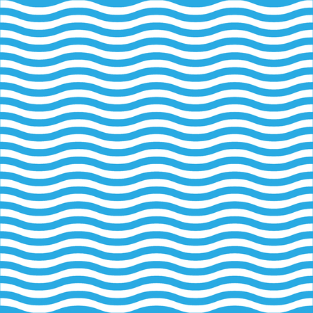 Wavy line seamless pattern in blue and white. Simple retro navy style vector background.のイラスト素材