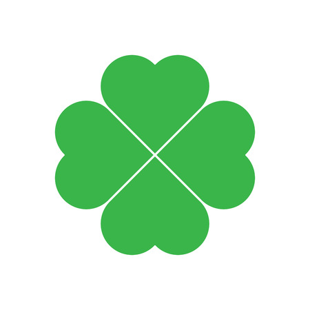 Shamrock - green four leaf clover icon. Good luck theme design element. Simple geometrical shape vector illustration.のイラスト素材
