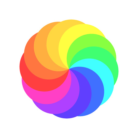 Rainbow spectrum color wheel. Children wind vane vector illustration.のイラスト素材