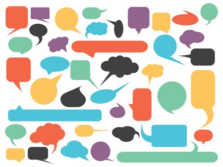 Blank empty speech bubble silhouettes set in various colors. Simple flat vector illustration.のイラスト素材