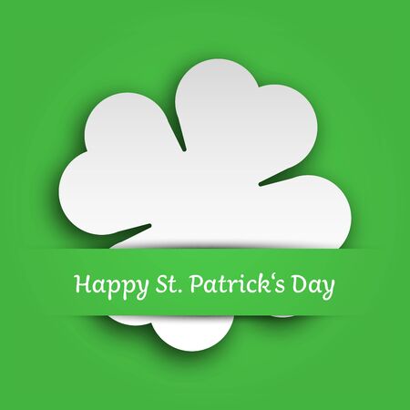 Cut out four leaf clover attached in the green paper pocket. St Patricks Day card. EPS10 vector illustration.の写真素材