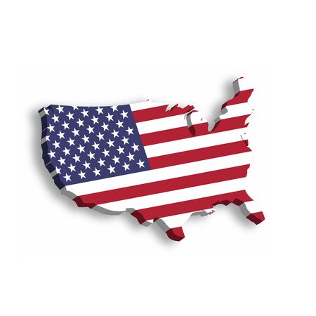 3D map of USA, aka United States of America, in a shape of US map. Vector illustration with dropped shadow isolated on white background.のイラスト素材