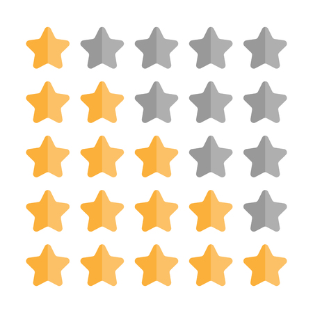 5 star rating set. Simple rounded shapes in grey and yellow.のイラスト素材