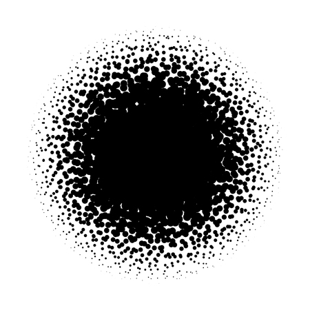 Halftone circle of random sprayed black dots. Vector illustration on white background.のイラスト素材