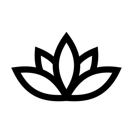 Lotus plant symbol. Spa and wellness theme design element. Flat black vector illustration.のイラスト素材