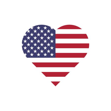 USA flag in a shape of heart. Patriotic national symblol of United States of America. Simple flat vector illustration.のイラスト素材