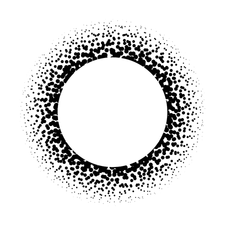 Ring of black dots scattered around. Modern design halftone element. Vector illustration.のイラスト素材