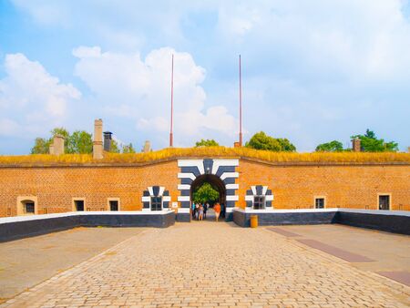 Entrance gate to Small Fortress of Terezin, Czech Republicの写真素材