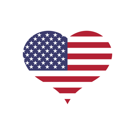 USA flag in a shape of heart. Patriotic national symblol of United States of America.のイラスト素材