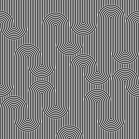 Striped abstract seamless pattern background tile. Black and white retro stripy vector illustration. Textile fabric design element.のイラスト素材