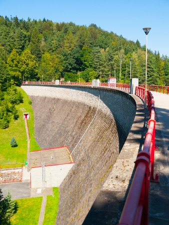 Bystricka Dam near Vsetin and forested hills around it in Moravia, Czech Republic, Europe. Sunny summer day shotの写真素材