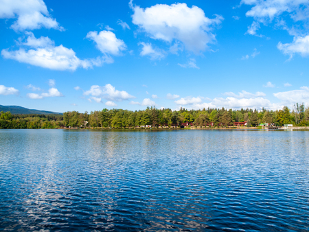 Babylon Pond and Cerchov Mountain in Bohemian Forest, Czech Republic.の写真素材